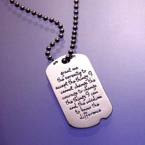 Serenity Prayer Necklace Inspirational AA Gift One Day Courage STERLING SILVER - PalmTreeSky