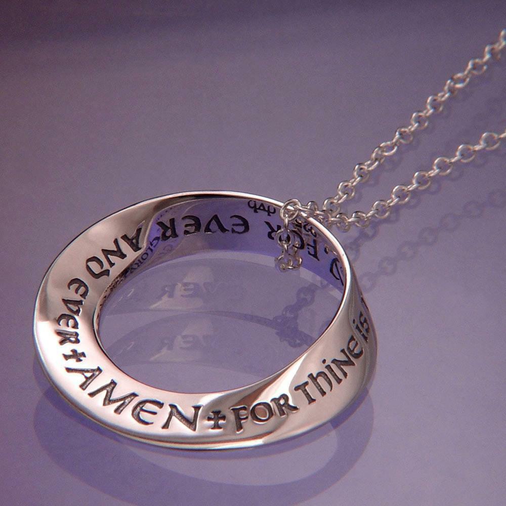 Lord's Prayer Doxology Necklace Engrave Religious STERLING SILVER Thine Kingdom - PalmTreeSky