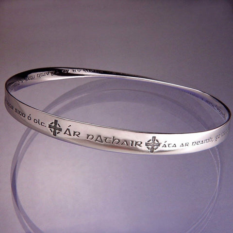 Lords Prayer GAELIC Bracelet Bangle Inspirational Message STERLING SILVER Faith - PalmTreeSky