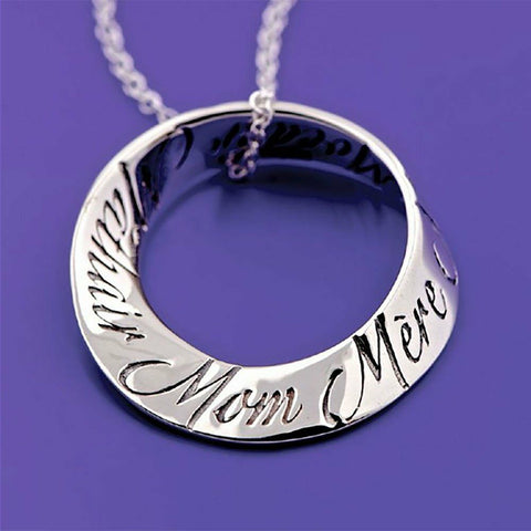 Mother Necklace 10 Languages Engrave STERLING SILVER.925 Mom Heart Love Ring - PalmTreeSky