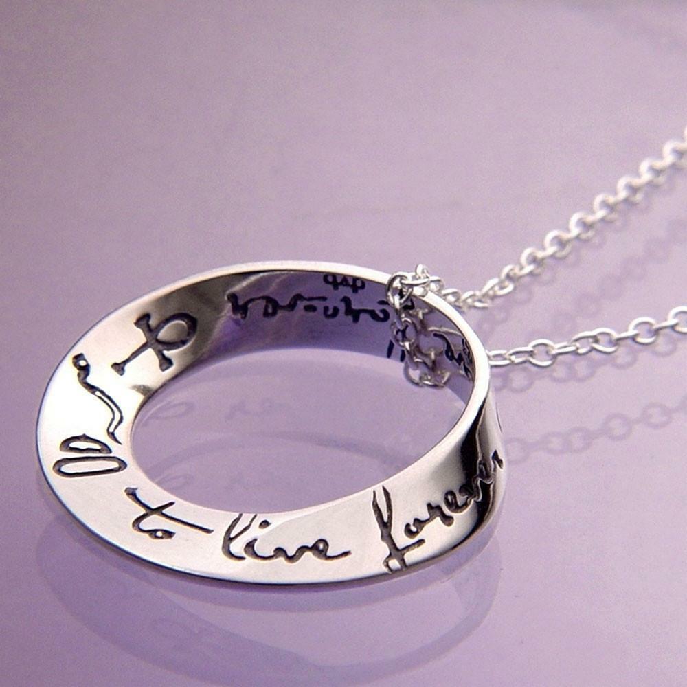 To Live Forever Necklace Engraved Message Quote STERLING SILVER English Egyptian - PalmTreeSky