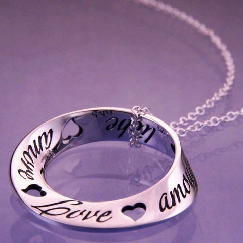 Love Necklace Engrave Religious STERLING SILVER Latin English Languages Amore - PalmTreeSky