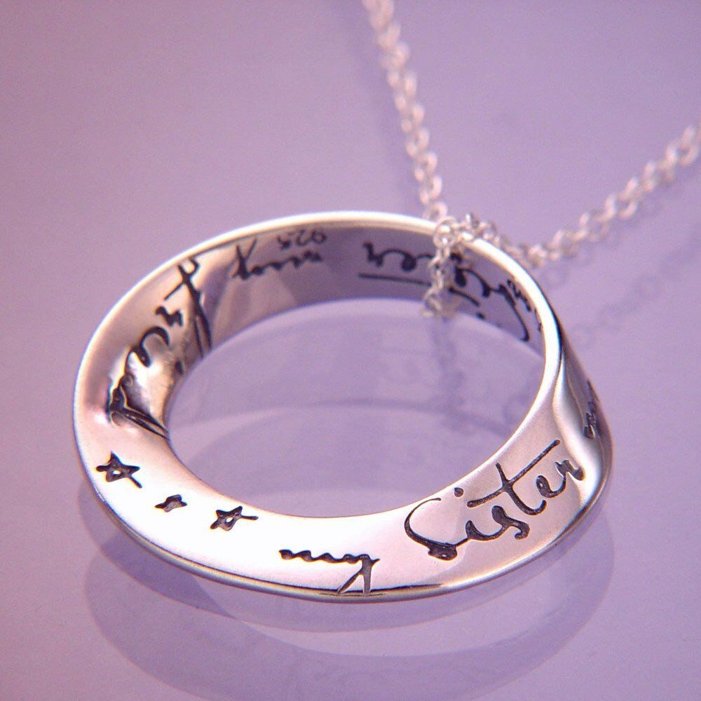 Sister Necklace My Sister My Friend Engraved STERLING SILVER.925 Stars Message - PalmTreeSky