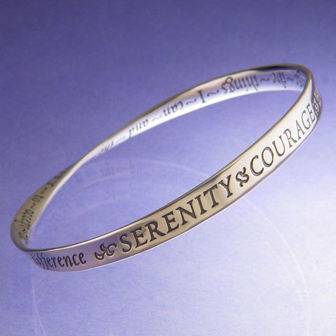 Serenity Prayer Bracelet Bangle Inspirational Message STERLING SILVER Grant Love - PalmTreeSky