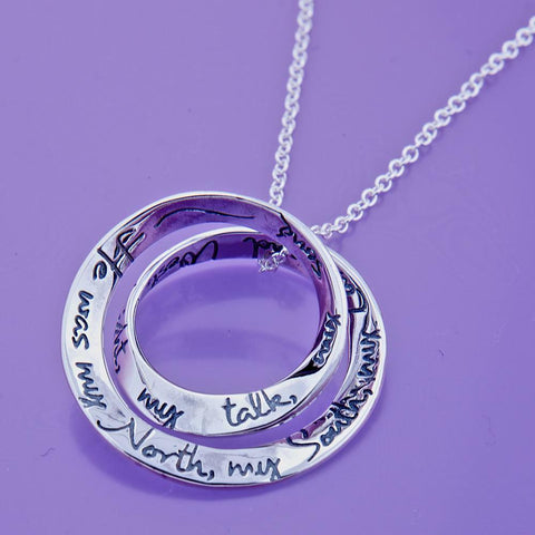 Stop All The Clocks Necklace Engraved Message Quote STERLING SILVER Auden Poetry - PalmTreeSky