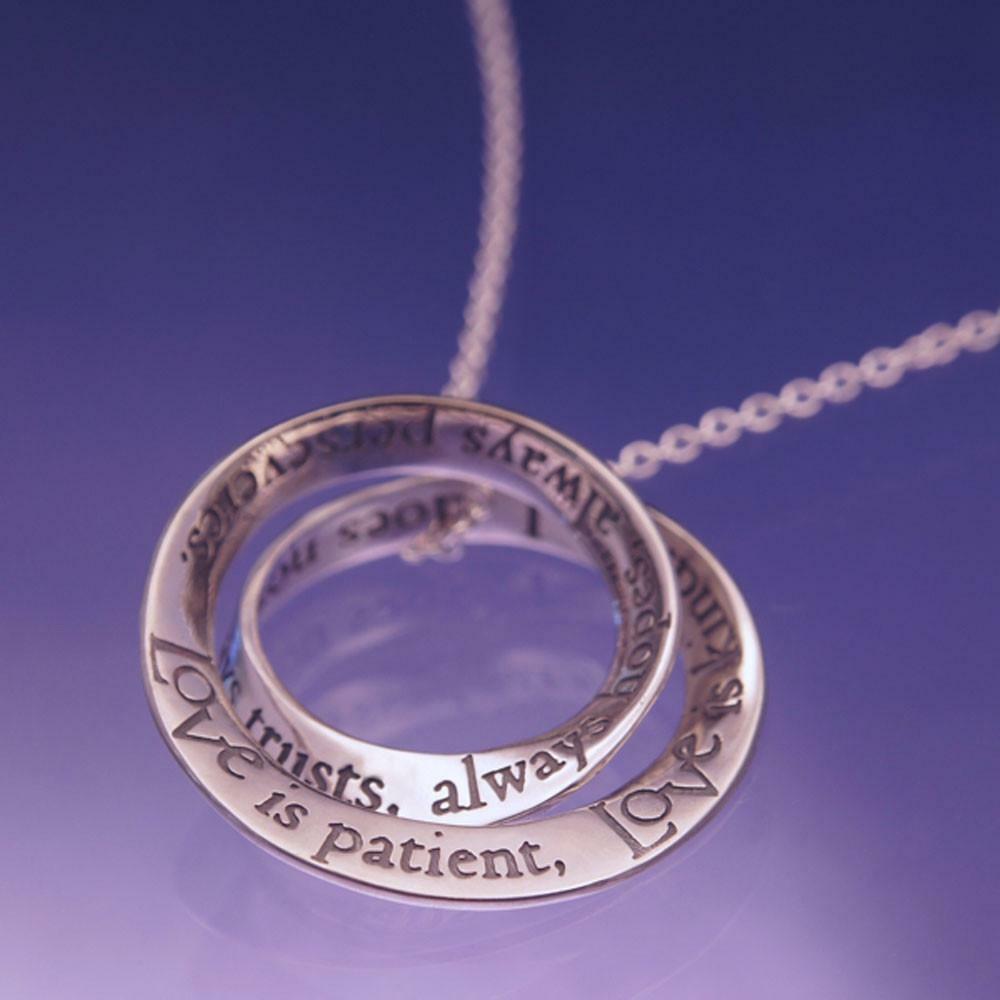 Love Is Patient Necklace Engrave Religious STERLING SILVER Corinthians 13:47 - PalmTreeSky