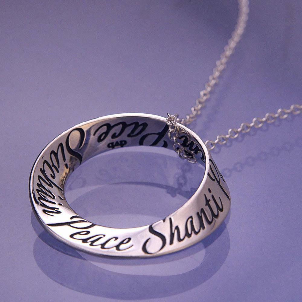 Peace Necklace Engrave Religious Quote STERLING SILVER French Gaelic German - PalmTreeSky