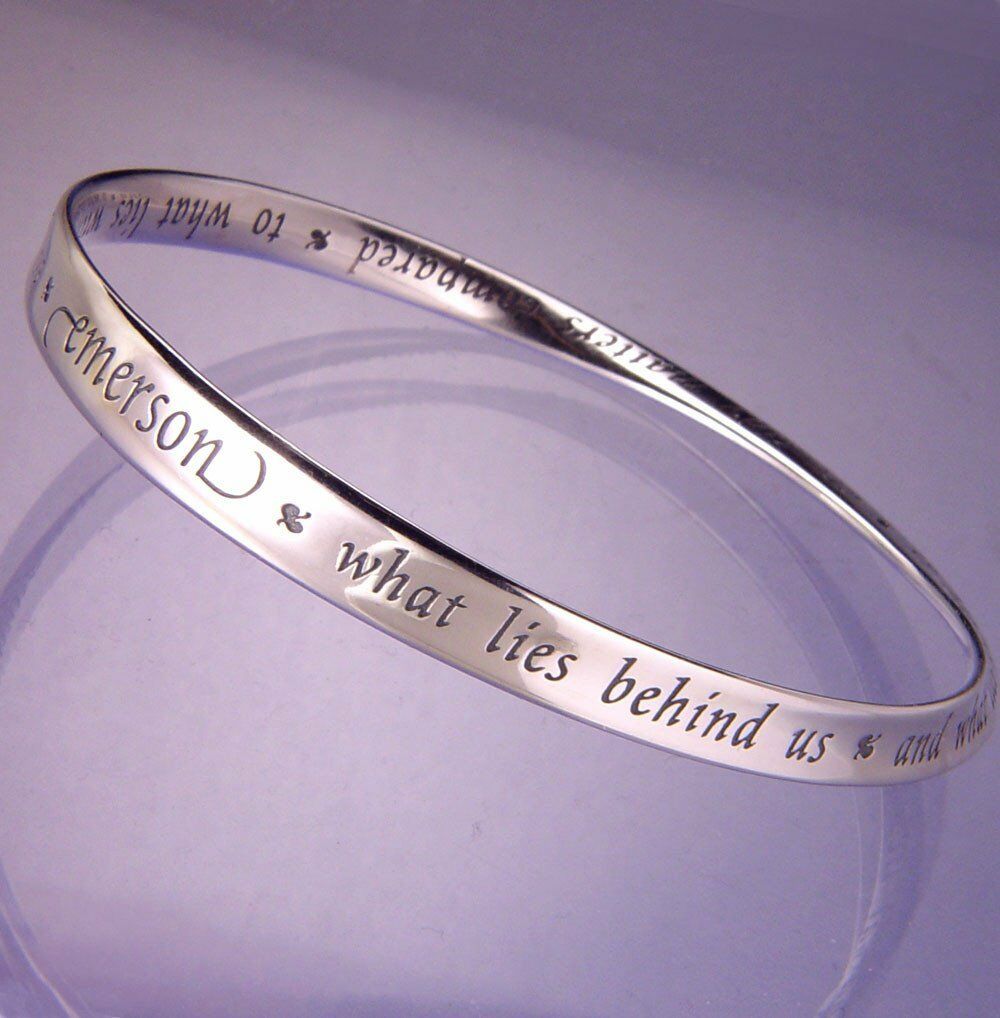 What Lies Within Bracelet Bangle Inspirational Message STERLING SILVER Emerson - PalmTreeSky