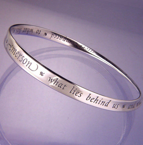 What Lies Within Bracelet Bangle Inspirational Message STERLING SILVER Emerson - PalmTreeSky