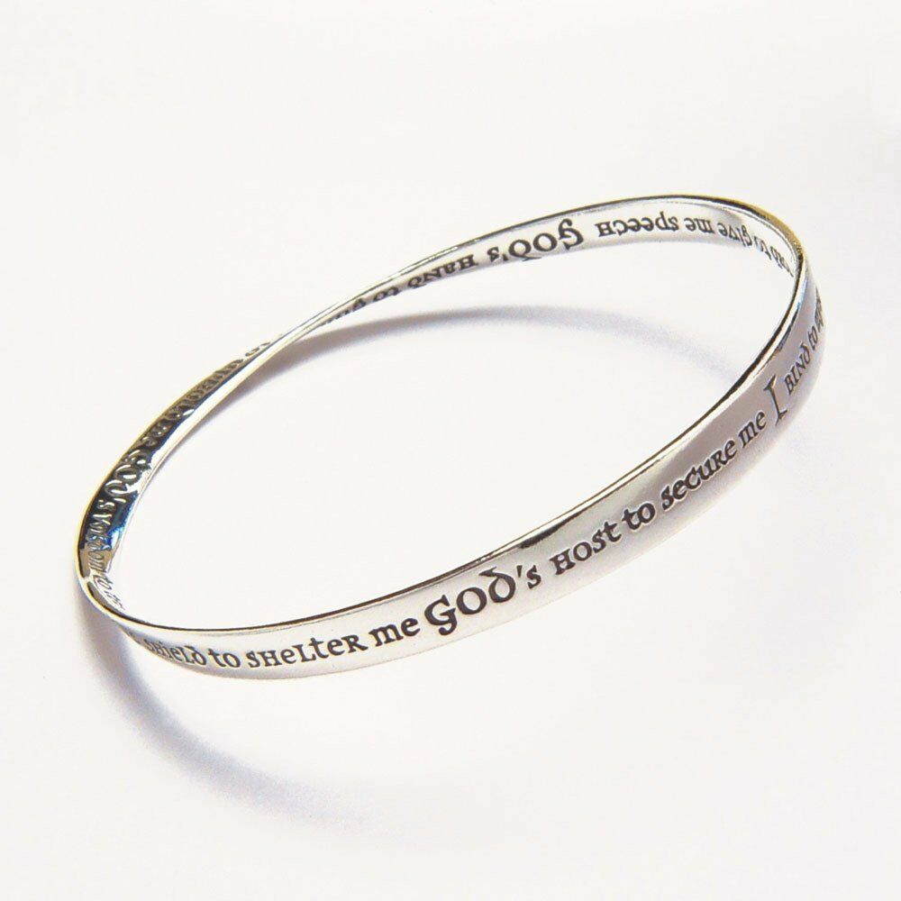 St. Patrick Bracelet Bangle Inspirational Message STERLING SILVER God's Power - PalmTreeSky