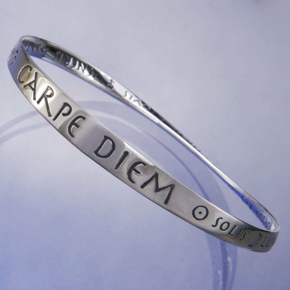 Sterling Silver Message Bracelet CARPE DIEM Seize the Day Latin English Jewelry - PalmTreeSky