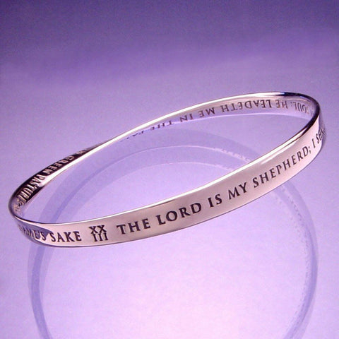 Lord Is My Shepherd Bracelet Bangle Inspiration Message STERLING SILVER Psalm23 - PalmTreeSky