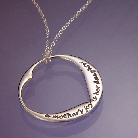 Mother Daughter Necklace Engraved Inscription STERLING SILVER .925 Mom Joy Heart - PalmTreeSky