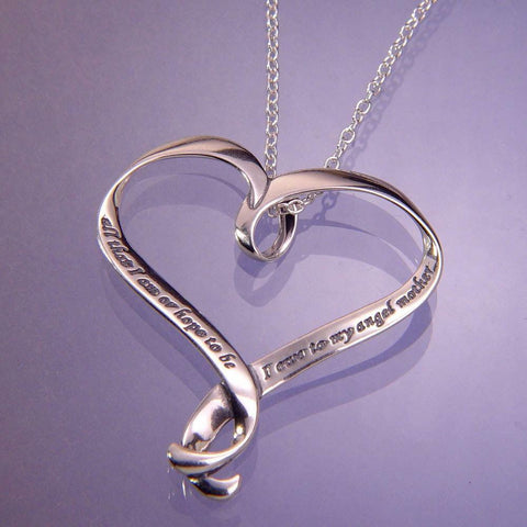 All Things Necklace Coleridge Ribbon Heart Inspire Message STERLING SILVER .925 - PalmTreeSky