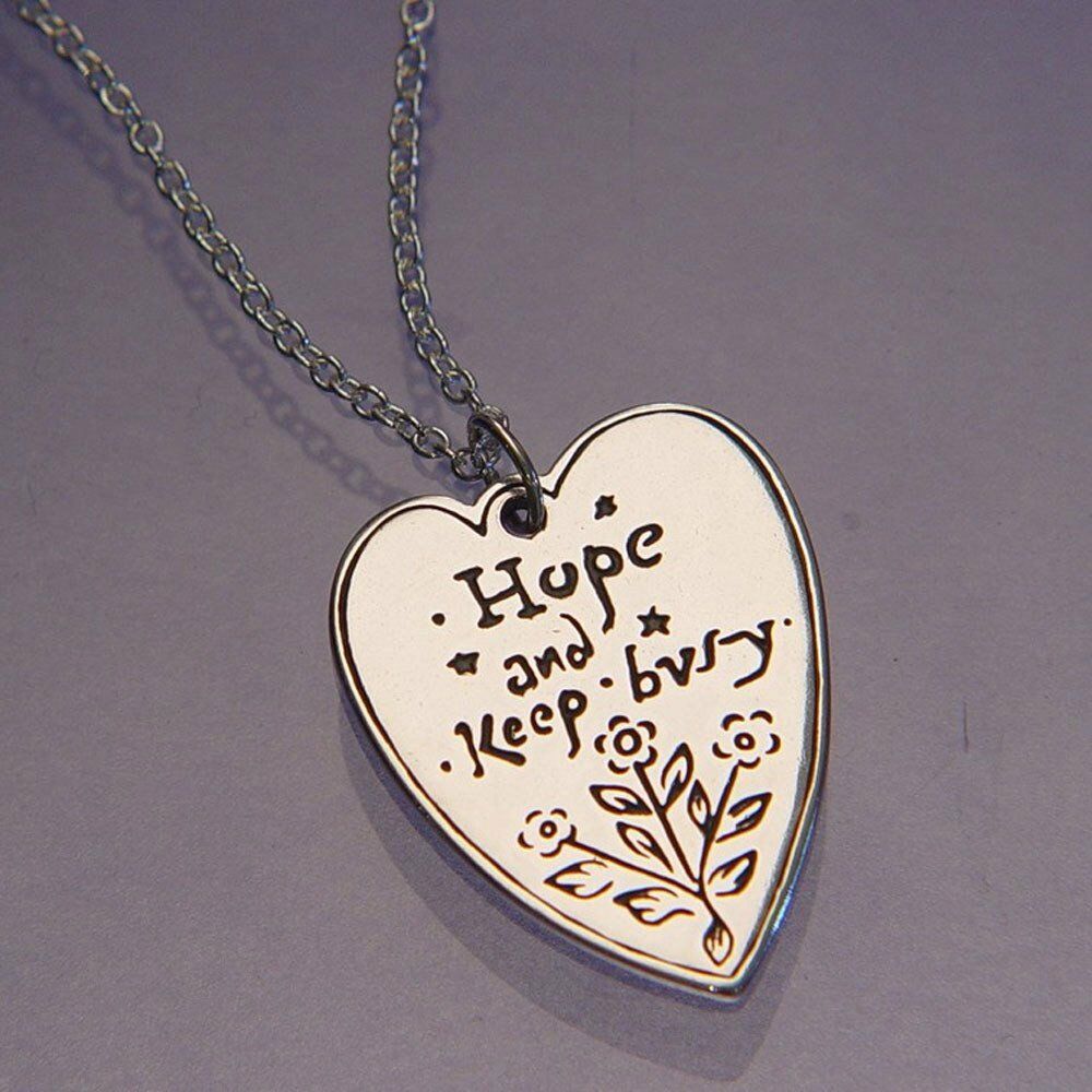 Hope Keep Busy Necklace Engraved Stamped Little Woman Alcott STERLING SILVER.925 - PalmTreeSky