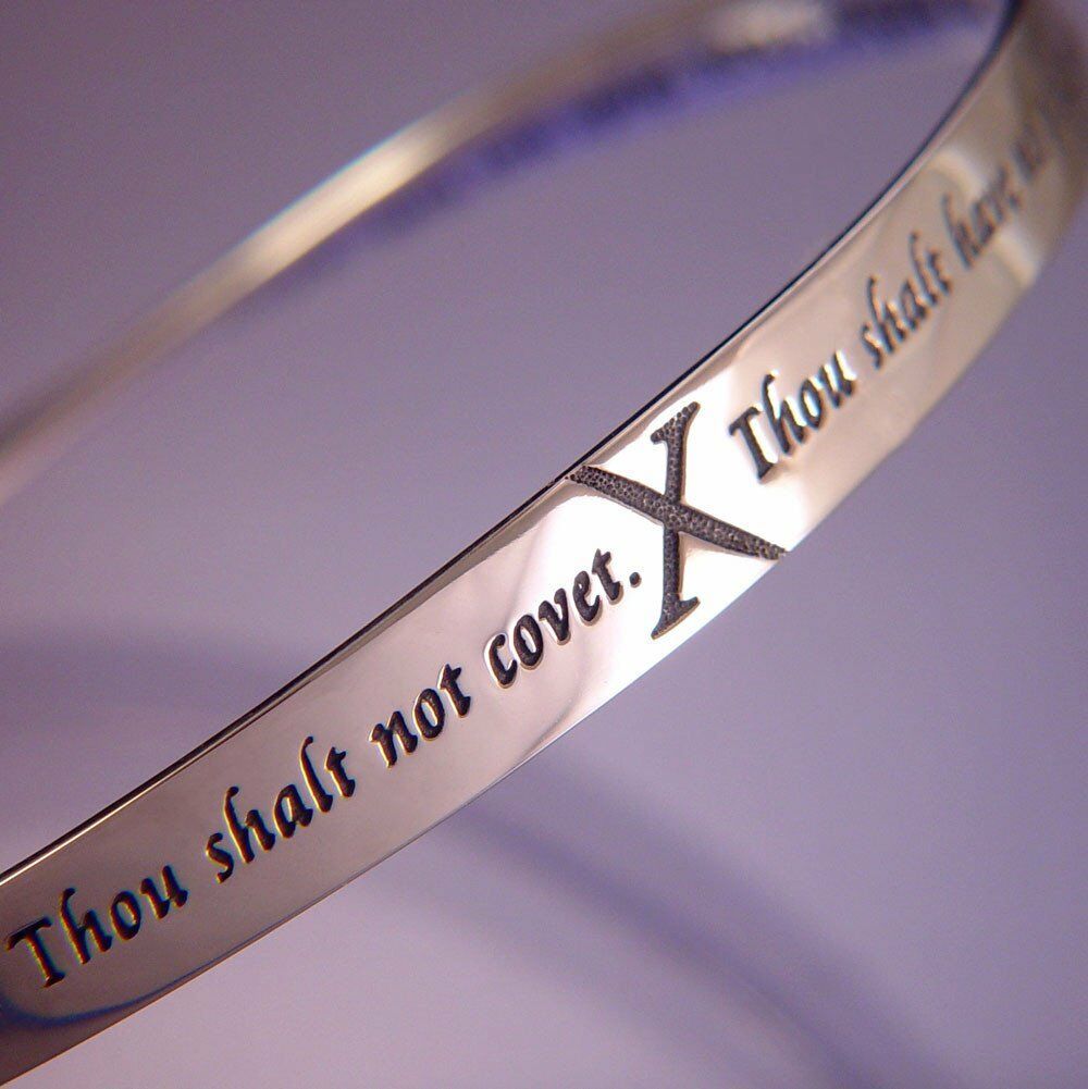 10 Commandments Bracelet Bangle Inspirational Message STERLING SILVER God Shalt - PalmTreeSky