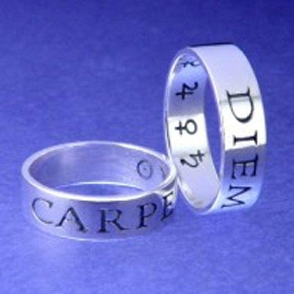 Carpe Diem Ring Seize the Day Roman Symbols Days of Week Sterling Silver Gift - PalmTreeSky