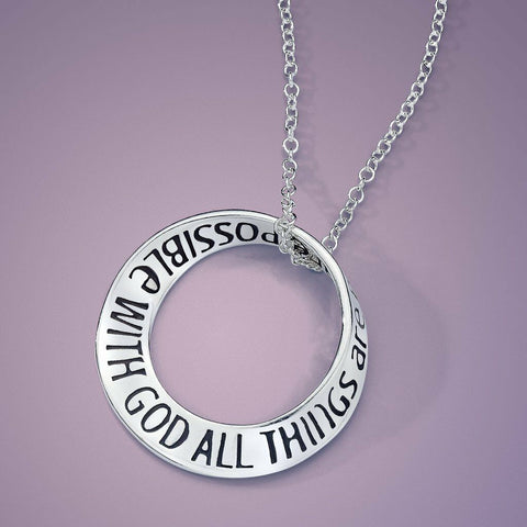 All Things are Possible With God Necklace Engraved Sterling Silver Mark 10:27 - PalmTreeSky