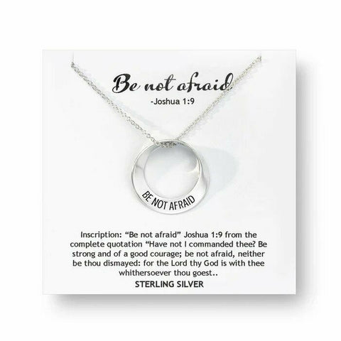 Be Not Afraid Necklace Joshua 1:9 STERLING SILVER Religious Faith Psalm Cross - PalmTreeSky