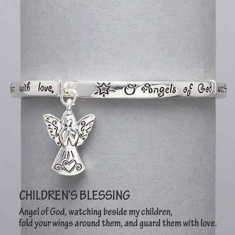 Angel Charm Stretch Bracelet SILVER Children Blessing Inspirational Jewelry - PalmTreeSky