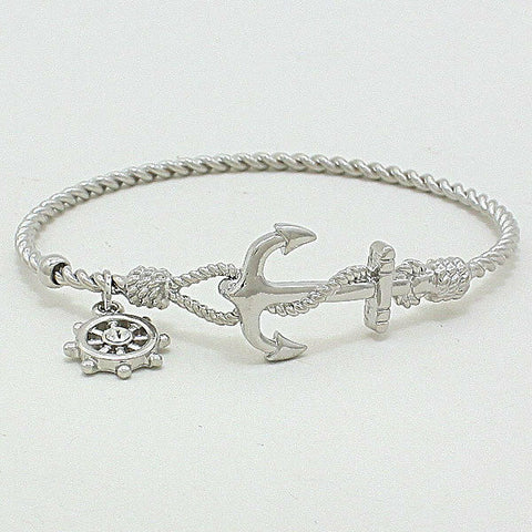 Anchor Bracelet 7COLORS Twisted Metal Bangle Hook Nautical Coastal SILVER GOLD - PalmTreeSky