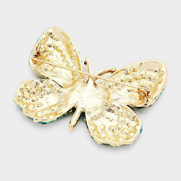 Butterfly Pin Brooch Pave Rhinestone Crystals Flower Floral Jewelry SAPP EM JT - PalmTreeSky