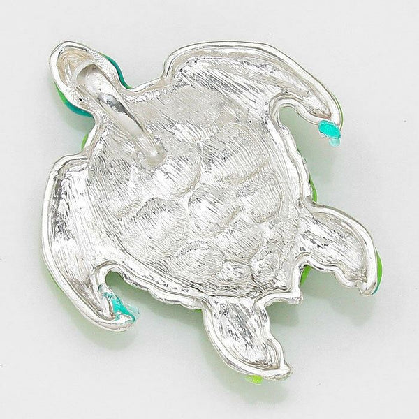 Turtle Pendant Earrings Beach Nautical Sealife SILVER GREEN Fashion Jewelry - PalmTreeSky