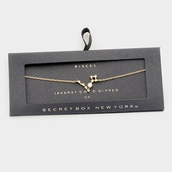Secret Box Zodiac Bracelet PISCES Sign Month Birth Celestial 14K GOLD DIPPED - PalmTreeSky