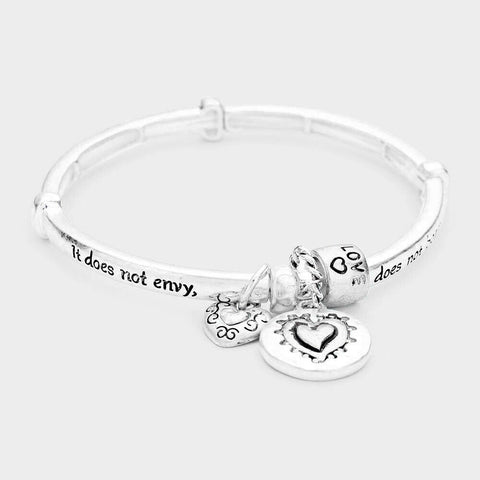 Prayer Bracelet Corinthians 1 13:4 Religious Love Patient SILVER Faith Jewelry - PalmTreeSky