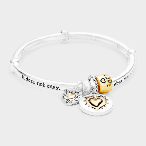 Prayer Bracelet Corinthians 1 13:4 Religious Love Patient SIL GLD Faith Jewelry - PalmTreeSky