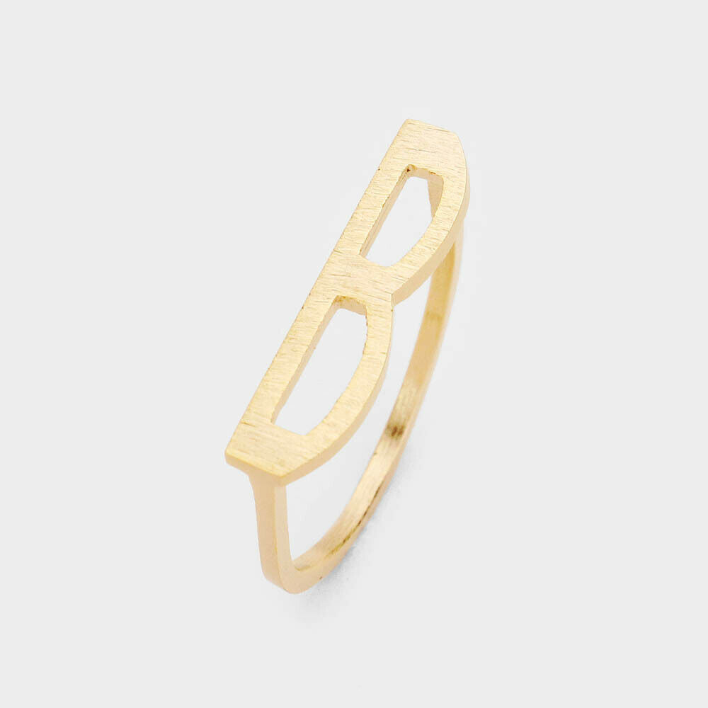 Monogram Initial Ring Block Letter B Metal SIZE 7 Thin Font .02"H GOLD Jewelry - PalmTreeSky