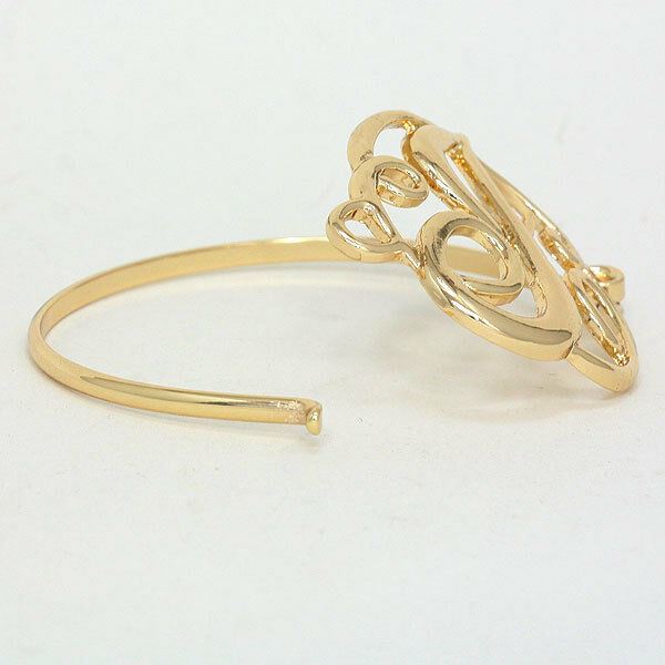 Monogram Initial Bangle Bracelet GOLD 1.75" Letter J Hinge Bangle Metal Jewelry - PalmTreeSky