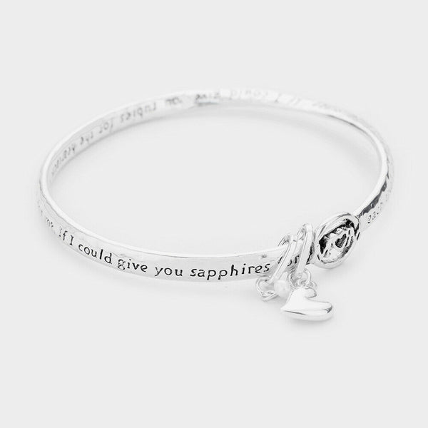 Mom Bracelet Heart Charm Tear Truth Heartache Wisdom Love SILVER Inspirational - PalmTreeSky