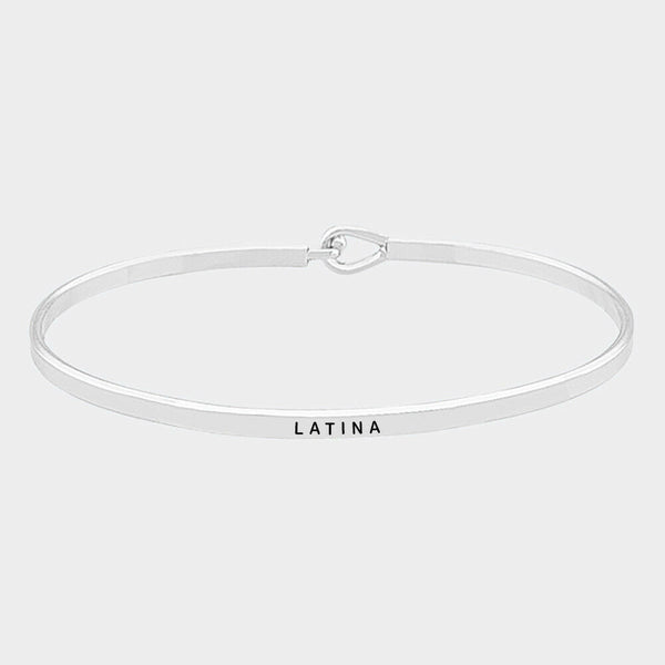 Message Bracelet Latina Spanish Latin Thin Metal SILVER Inspirational Personal - PalmTreeSky