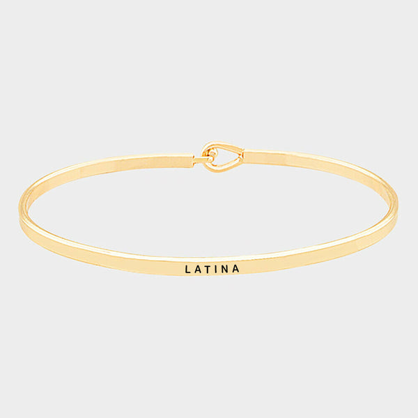 Message Bracelet Latina Spanish Latin Thin Metal GOLD Inspirational Personal - PalmTreeSky