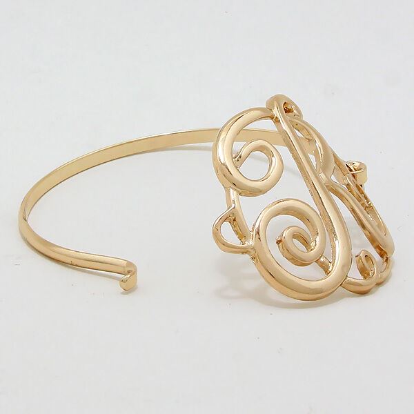 Monogram Initial Bangle Bracelet GOLD 1.75"Letter R Hinge Bangle Metal Jewelry - PalmTreeSky