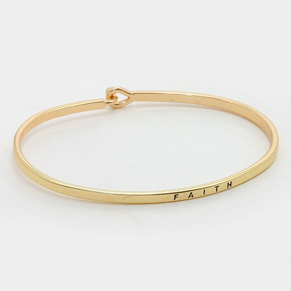 Message Bracelet Faith Inspire Love  Metal GOLD Personal Engrave Jewelry - PalmTreeSky