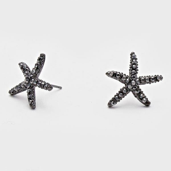 Starfish Earrings 18 COLORS Tiny Studs Pave Rhinestones 3/4" Sea Life Beach Surf - PalmTreeSky