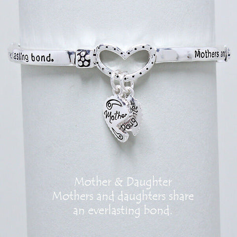 Mother Daughter Charm Bracelet SILVER Everlasting Inspirational Message Jewelry - PalmTreeSky