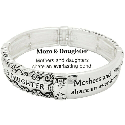 Mother Daughter Bracelet SILVER Everlasting Share an Everlasting Bond Mom Love - PalmTreeSky