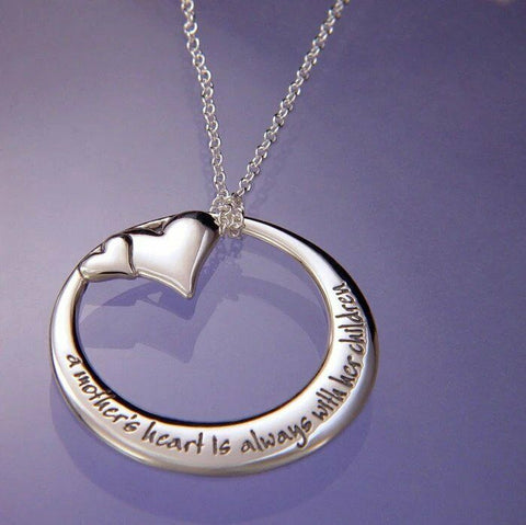 A Mother's Heart Necklace Engraved Inspirational Message Mom STERLING SILVER - PalmTreeSky