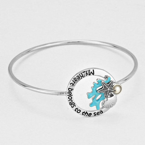 Starfish Bracelet My Heart Belongs to the Sea Inspirational Message Sea Coral - PalmTreeSky