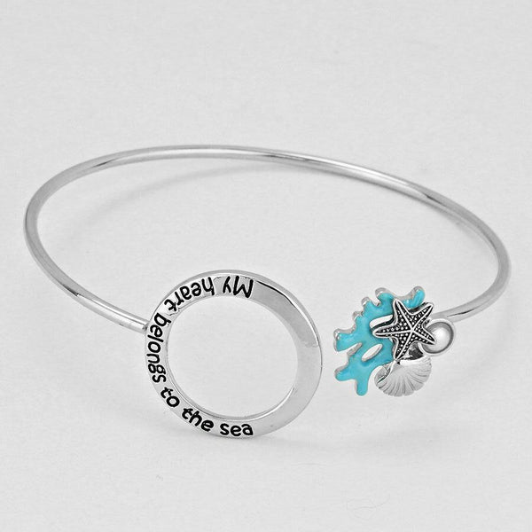 Starfish Bracelet My Heart Belongs to the Sea Inspirational Message Sea Coral - PalmTreeSky