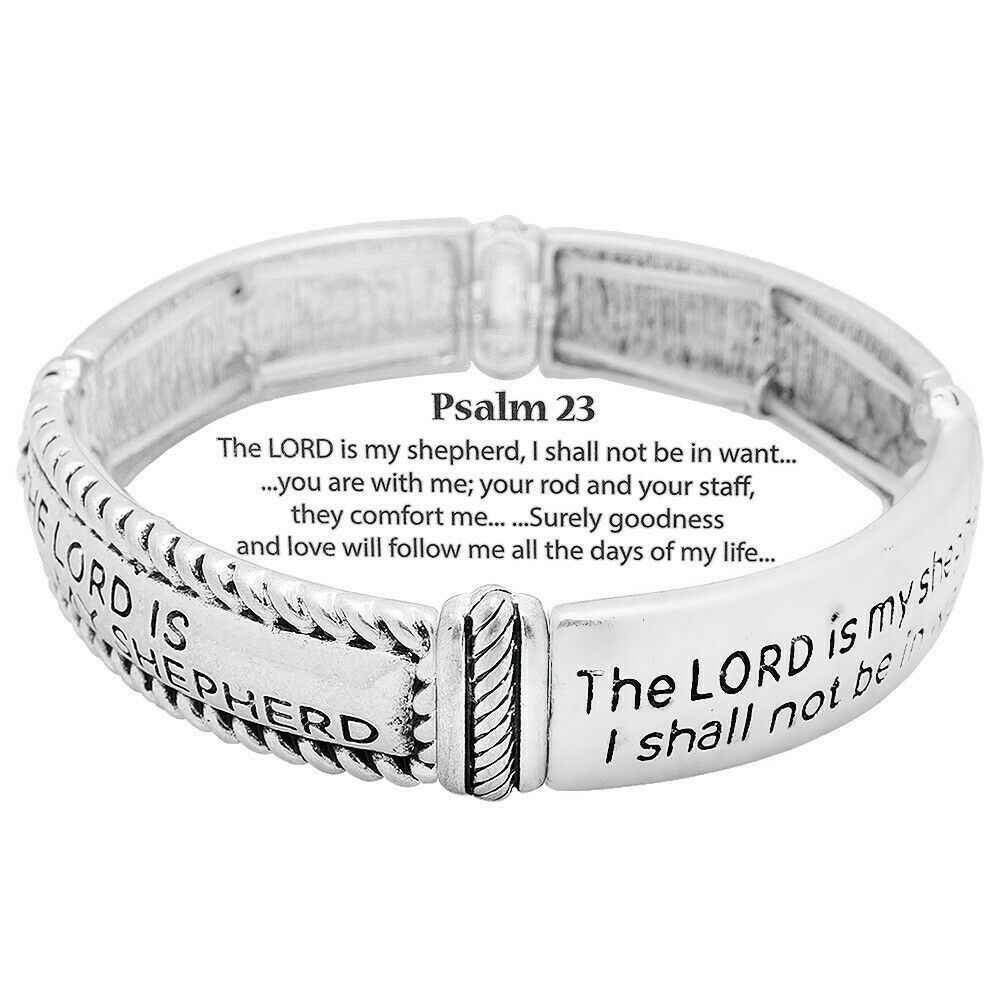 Psalm 23 Bracelet The Lord is My Shepherd I Shall Not Be in Want Religious SLVR - PalmTreeSky