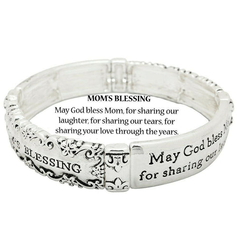 Mother Bracelet Mom's Blessing Bless Mom Laughter Tears Love Years SILVER - PalmTreeSky