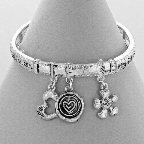 Mom's Blessing Bracelet Metal Stretch Bangle Mother Family SILVER Gift Jewelry - PalmTreeSky