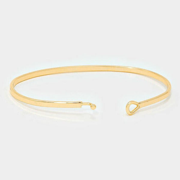 Never Give Up Bracelet Thin Metal Bangle Message Band GOLD Inspirational Jewelry - PalmTreeSky