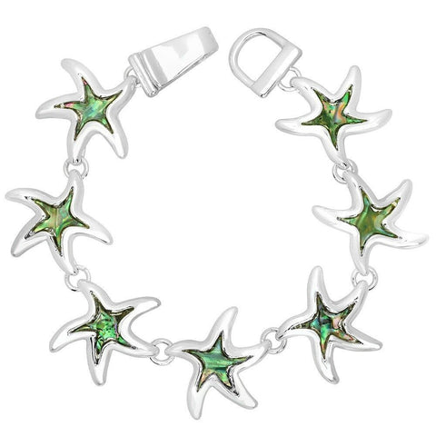 Magnetic Starfish Bracelet Bangle Abalone Shell Sea Life Jewelry Starfish SILVER - PalmTreeSky