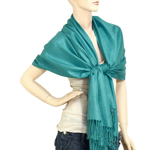 Scarf Poncho Shawl Wrap Tartan Ruana Pashmina Spring Summer Solid D Cyan Cover - PalmTreeSky