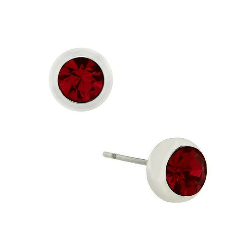 Tiny Crystal Earring 6mm Small Stud Post Birthstone JANUARY Red Stone Jewelry - PalmTreeSky